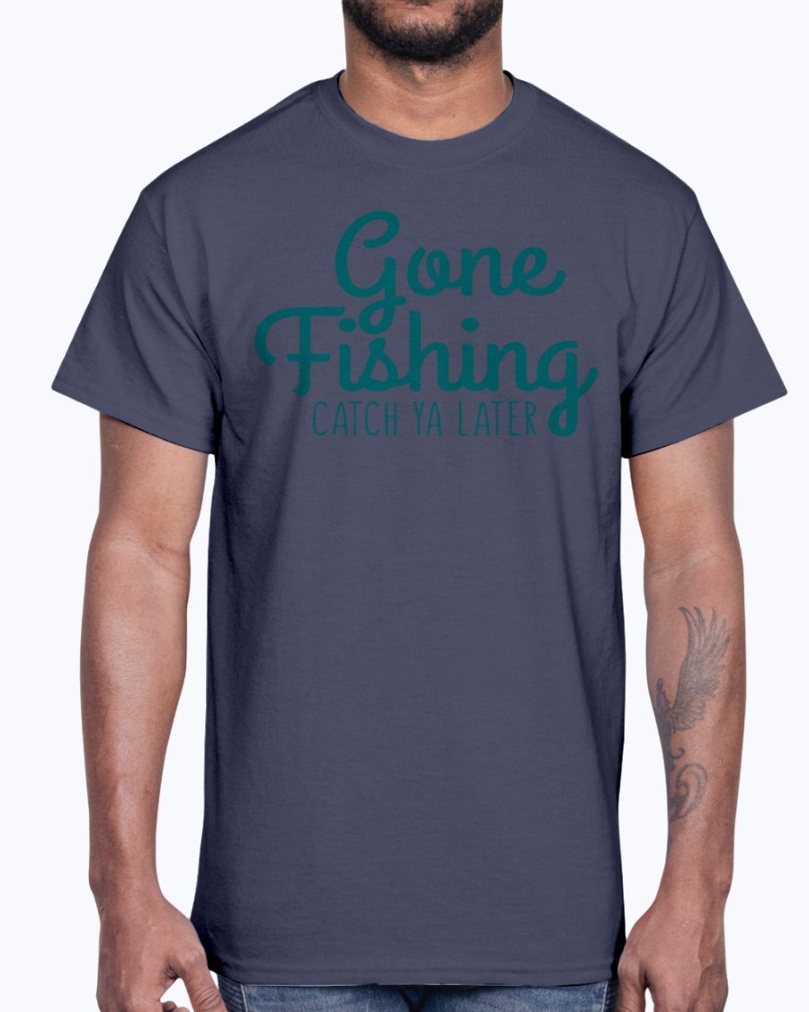 Gone Fishing Cotton Tee featuring a classic fit and durable fabric, perfect for fishing enthusiasts.