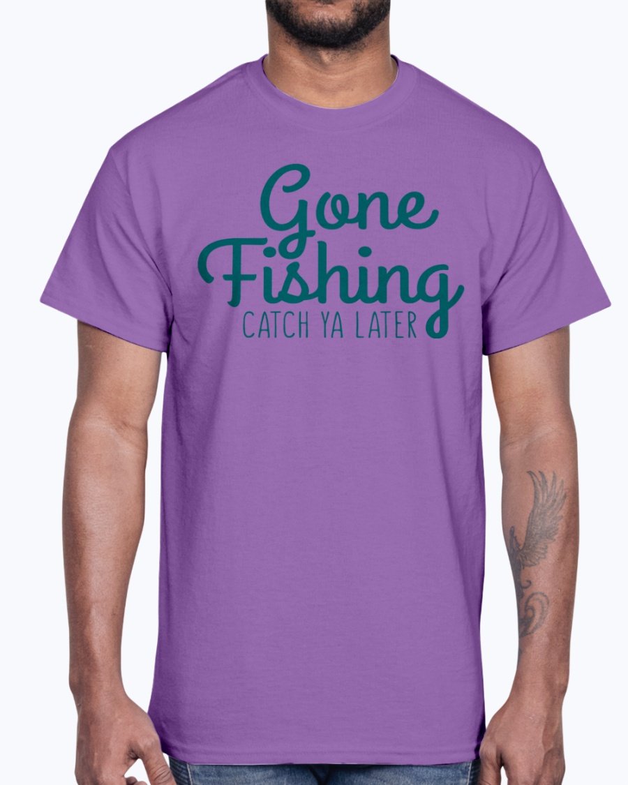 Gone Fishing Cotton Tee featuring a classic fit and durable fabric, perfect for fishing enthusiasts.