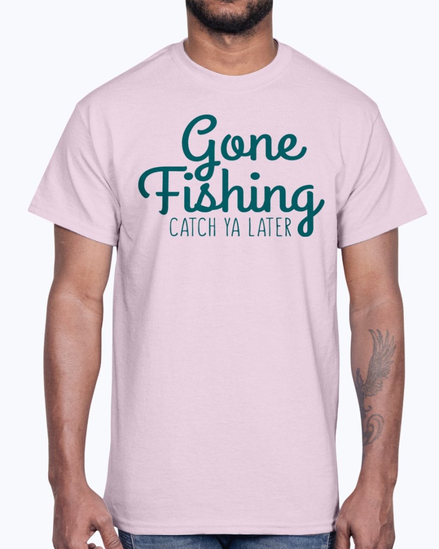 Gone Fishing Cotton Tee featuring a classic fit and durable fabric, perfect for fishing enthusiasts.