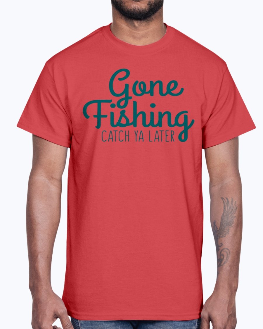 Gone Fishing Cotton Tee featuring a classic fit and durable fabric, perfect for fishing enthusiasts.