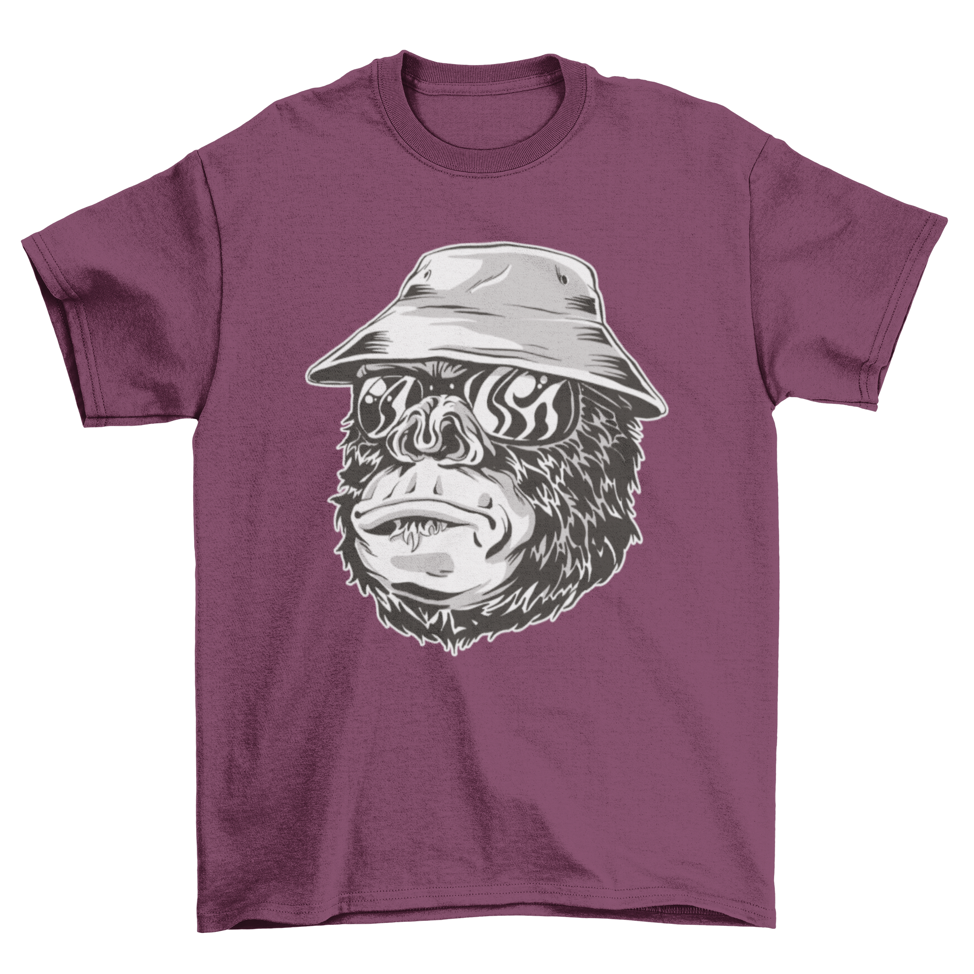 A stylish t-shirt featuring a playful gorilla wearing a hat and sunglasses, perfect for casual wear.