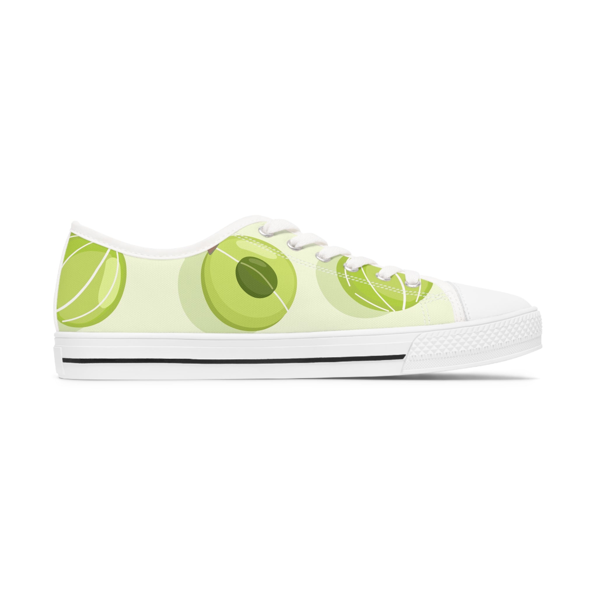 Gooseberry Women's Low Top Sneakers in black and white with silver metal eyelets, showcasing breathable polyester canvas and stylish design.