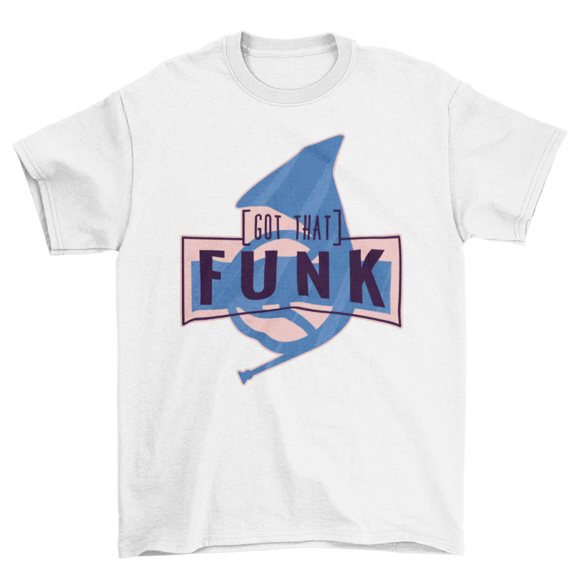 Got That Funk T-shirt featuring a blue french horn silhouette and the quote 'Got that funk'.