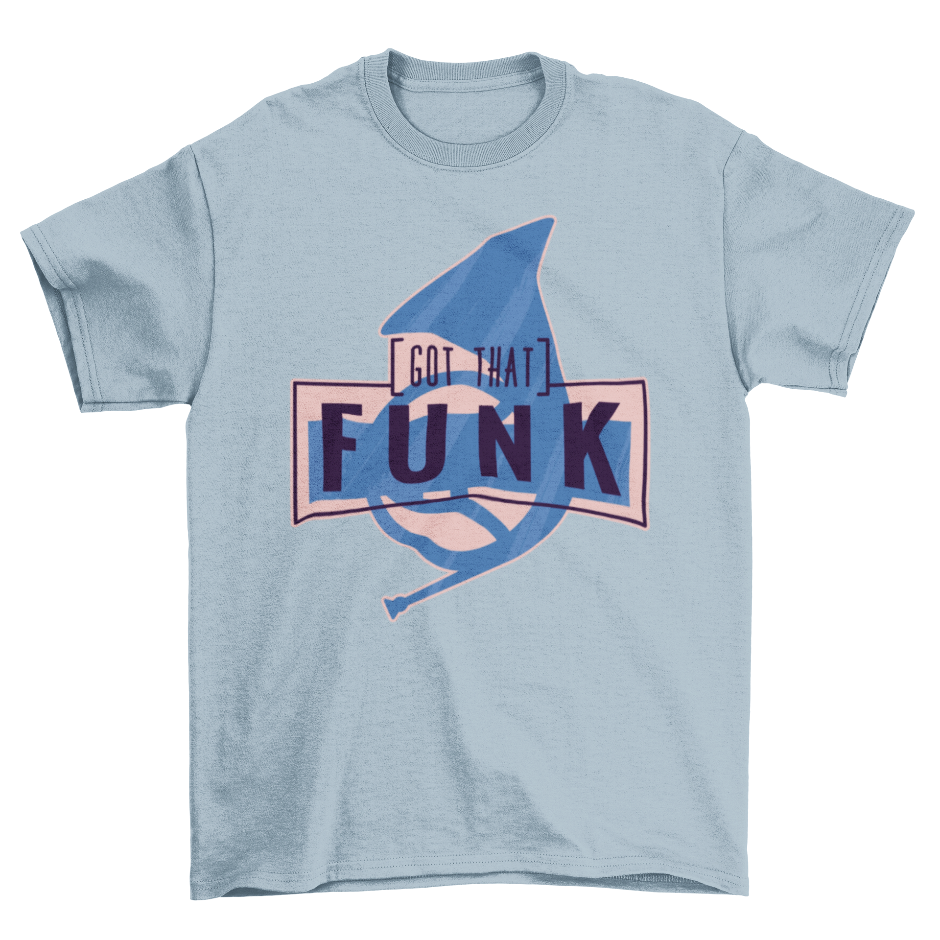 Got That Funk T-shirt featuring a blue french horn silhouette and the quote 'Got that funk'.