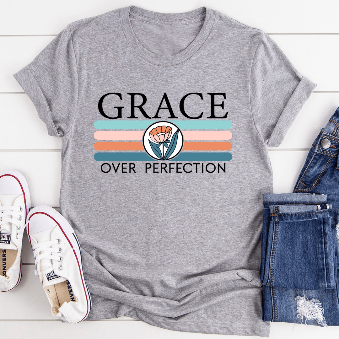 Grace Over Perfection T-Shirt displayed on a mannequin, showcasing its soft cotton fabric and durable stitching.