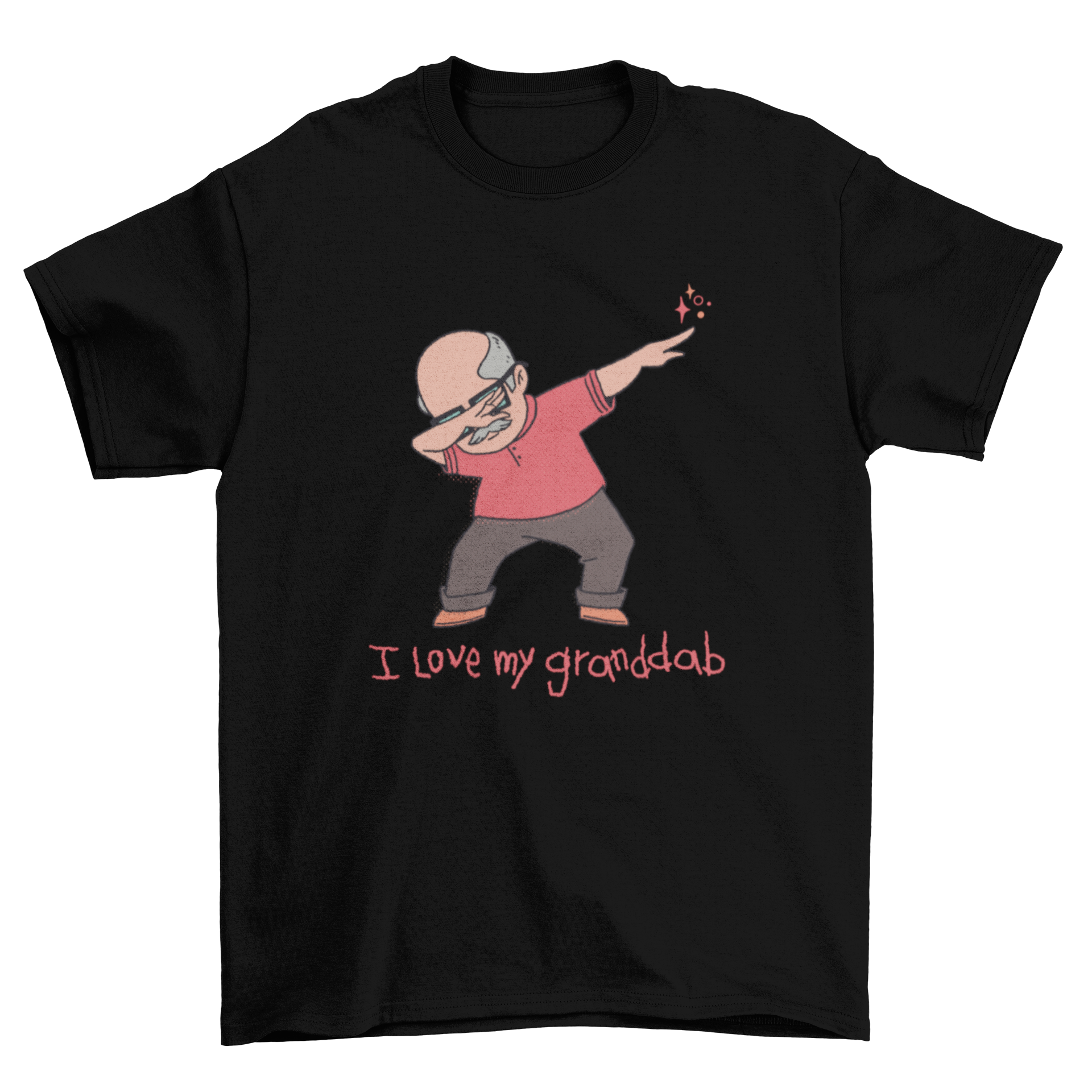 Granddab t-shirt featuring an elderly man dabbing with the quote 'I love my granddab', showcasing a humorous design.