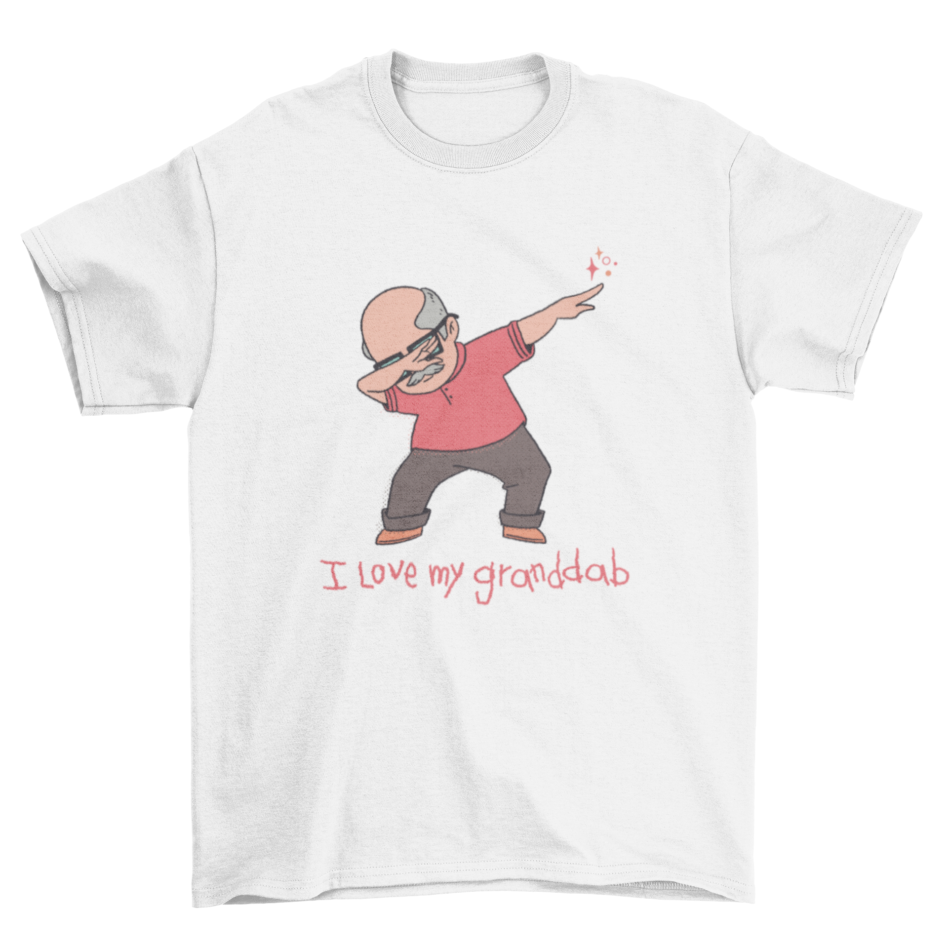 Granddab t-shirt featuring an elderly man dabbing with the quote 'I love my granddab', showcasing a humorous design.