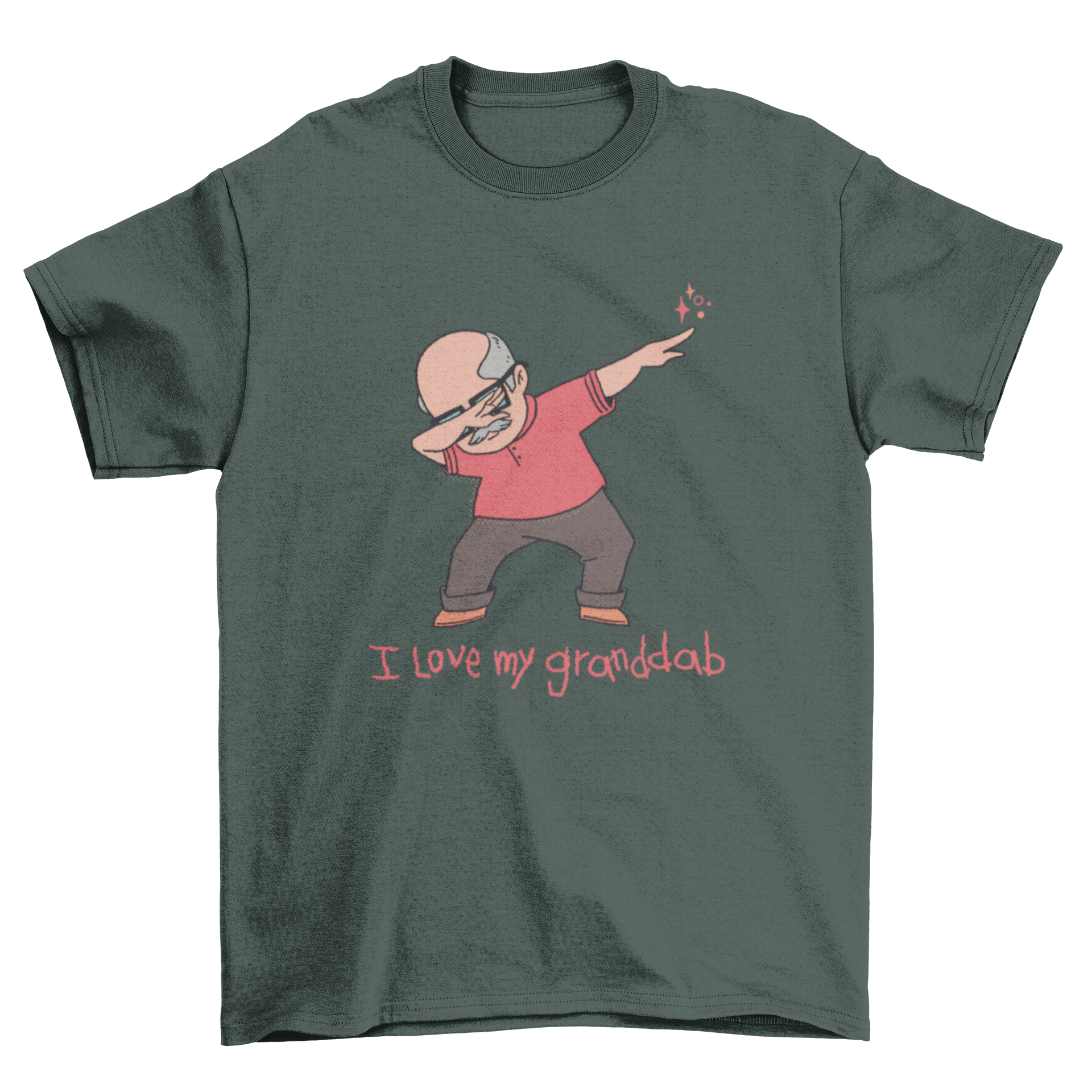 Granddab t-shirt featuring an elderly man dabbing with the quote 'I love my granddab', showcasing a humorous design.