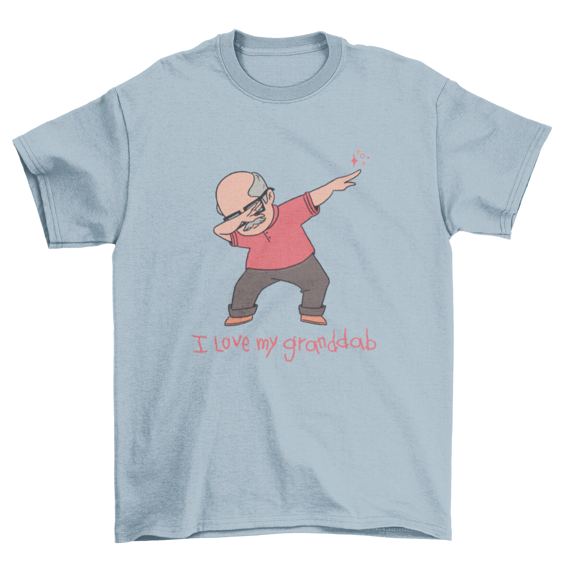 Granddab t-shirt featuring an elderly man dabbing with the quote 'I love my granddab', showcasing a humorous design.