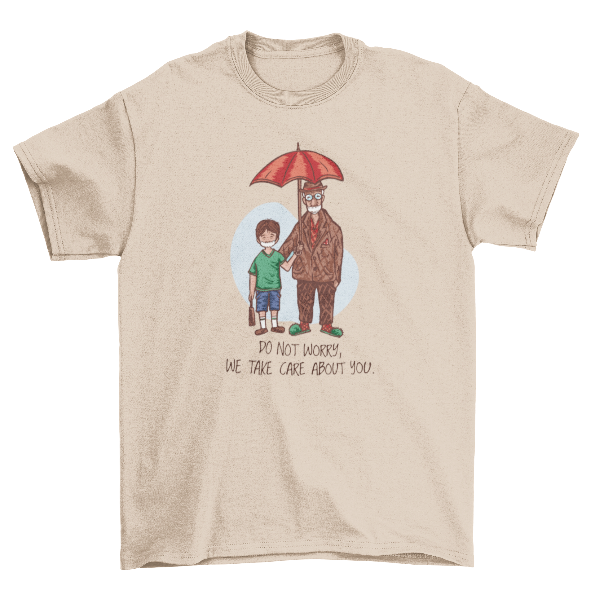 A heartwarming t-shirt featuring a grandpa and grandson illustration with a loving quote.