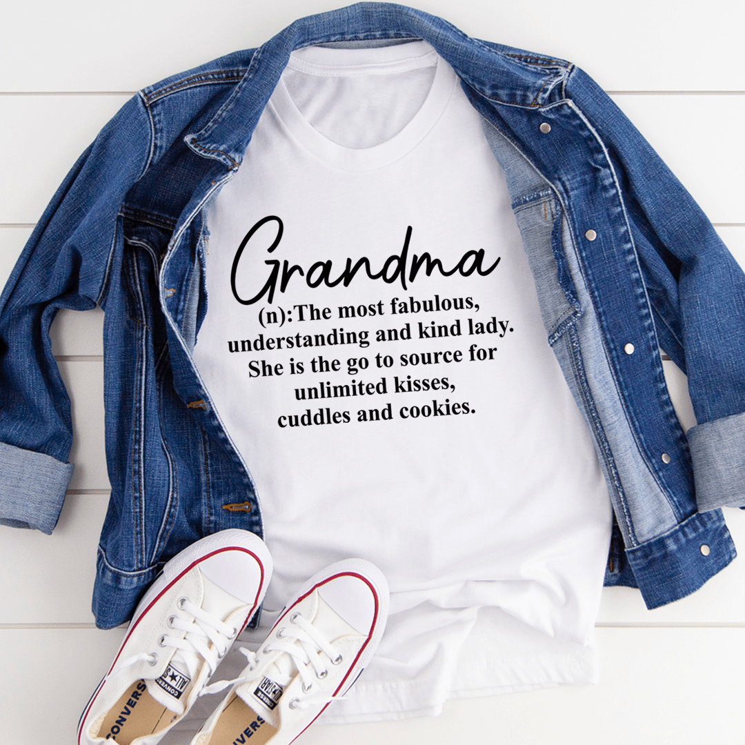 A cozy Grandma T-Shirt made from soft ring-spun cotton, featuring double stitching for durability and available in various sizes.