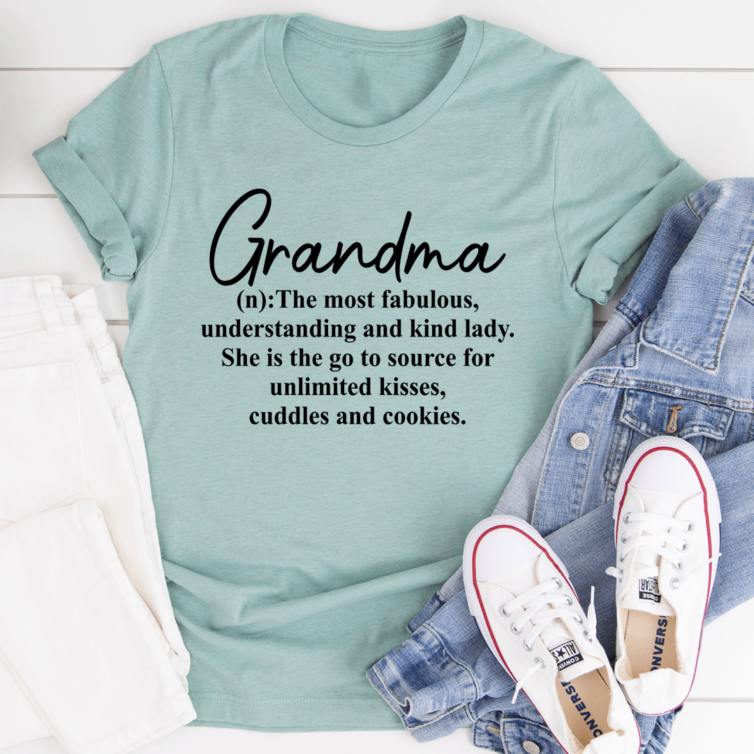 A cozy Grandma T-Shirt made from soft ring-spun cotton, featuring double stitching for durability and available in various sizes.