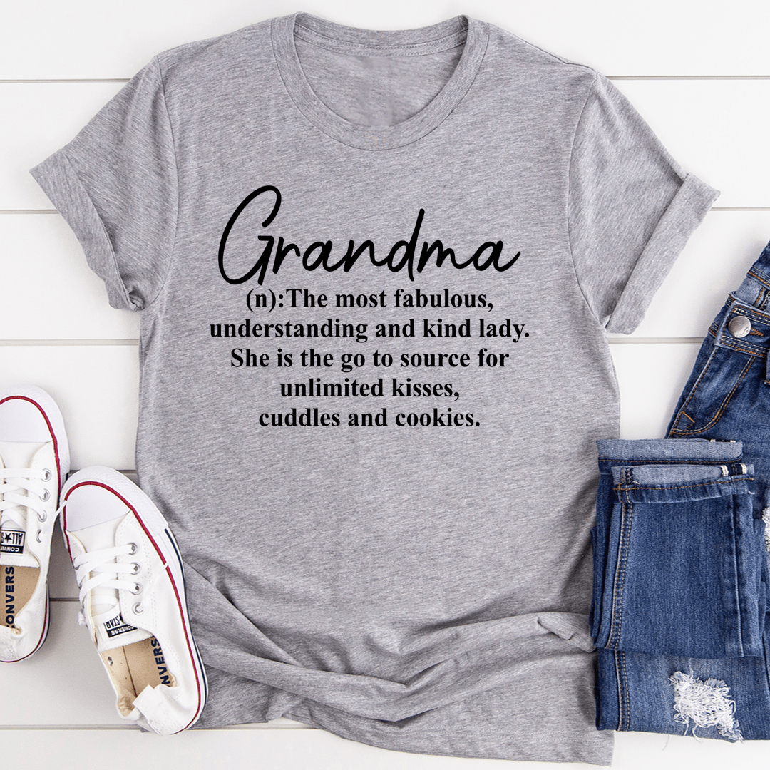 A cozy Grandma T-Shirt made from soft ring-spun cotton, featuring double stitching for durability and available in various sizes.