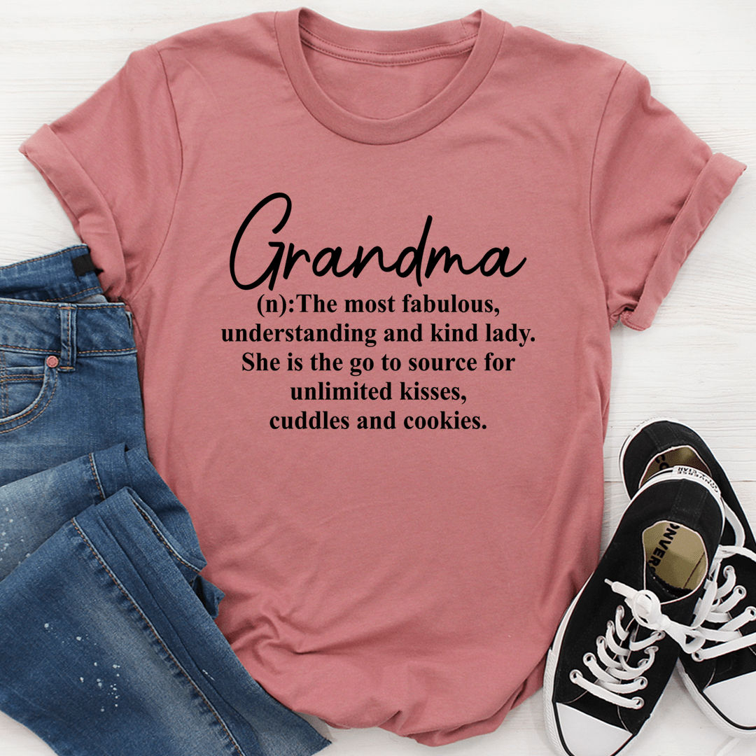 A cozy Grandma T-Shirt made from soft ring-spun cotton, featuring double stitching for durability and available in various sizes.