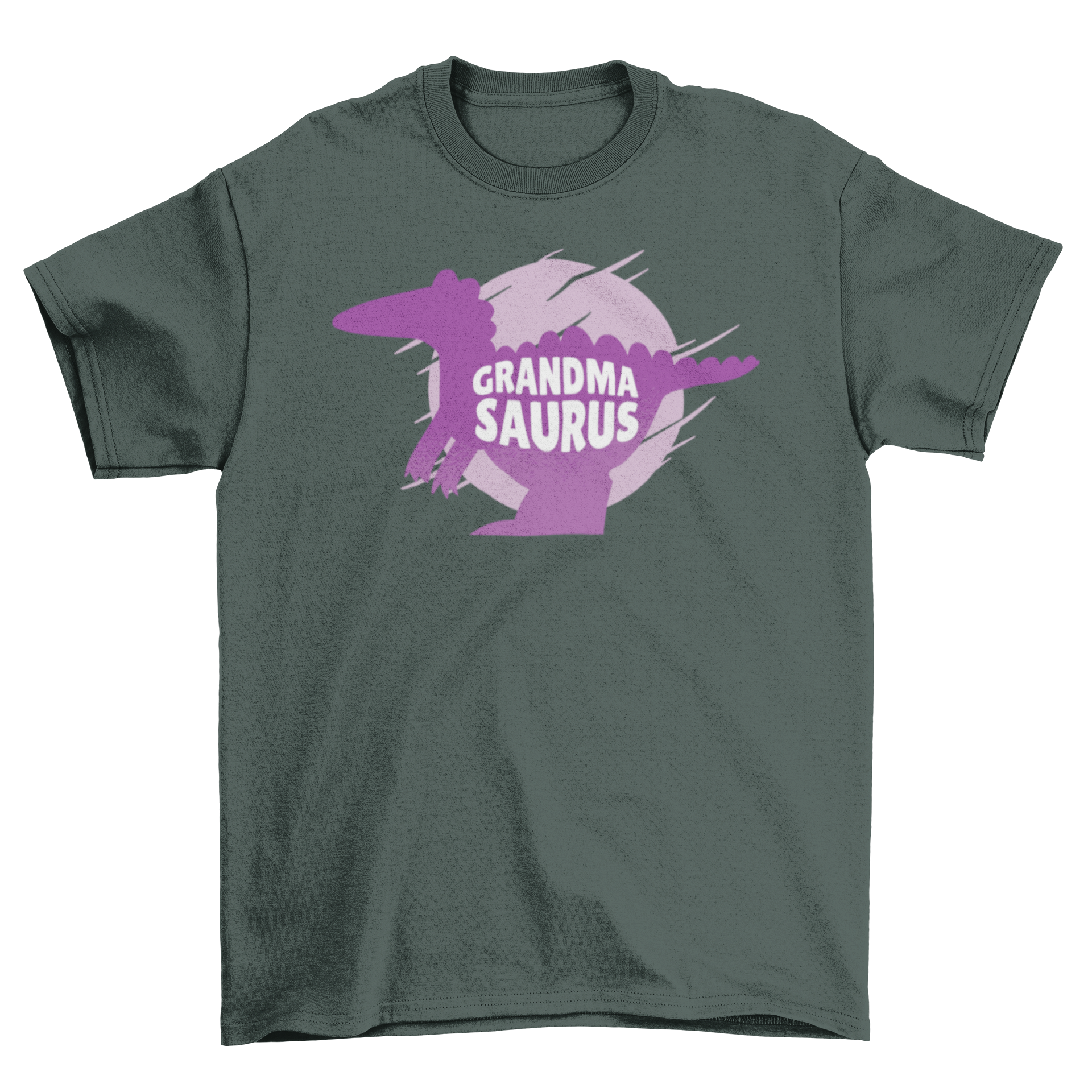 Grandmasaurus t-shirt featuring a purple dinosaur silhouette and the quote 'Grandmasaurus'.