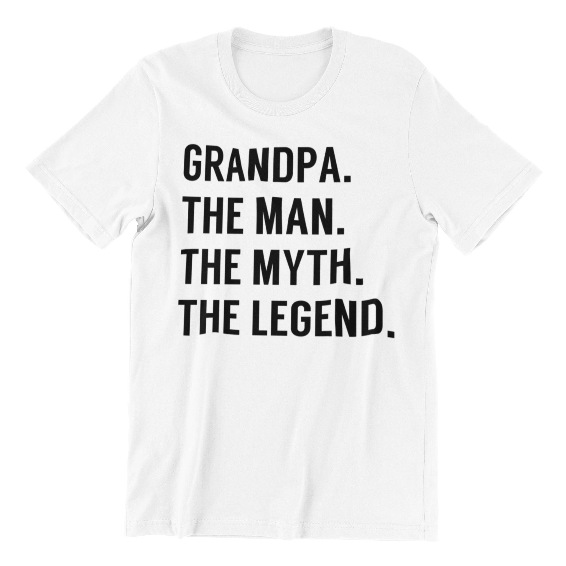 A comfortable Gildan shirt featuring the phrase 'The Man The Myth The Legend' designed for grandfathers, showcasing a classic fit and quality fabric.