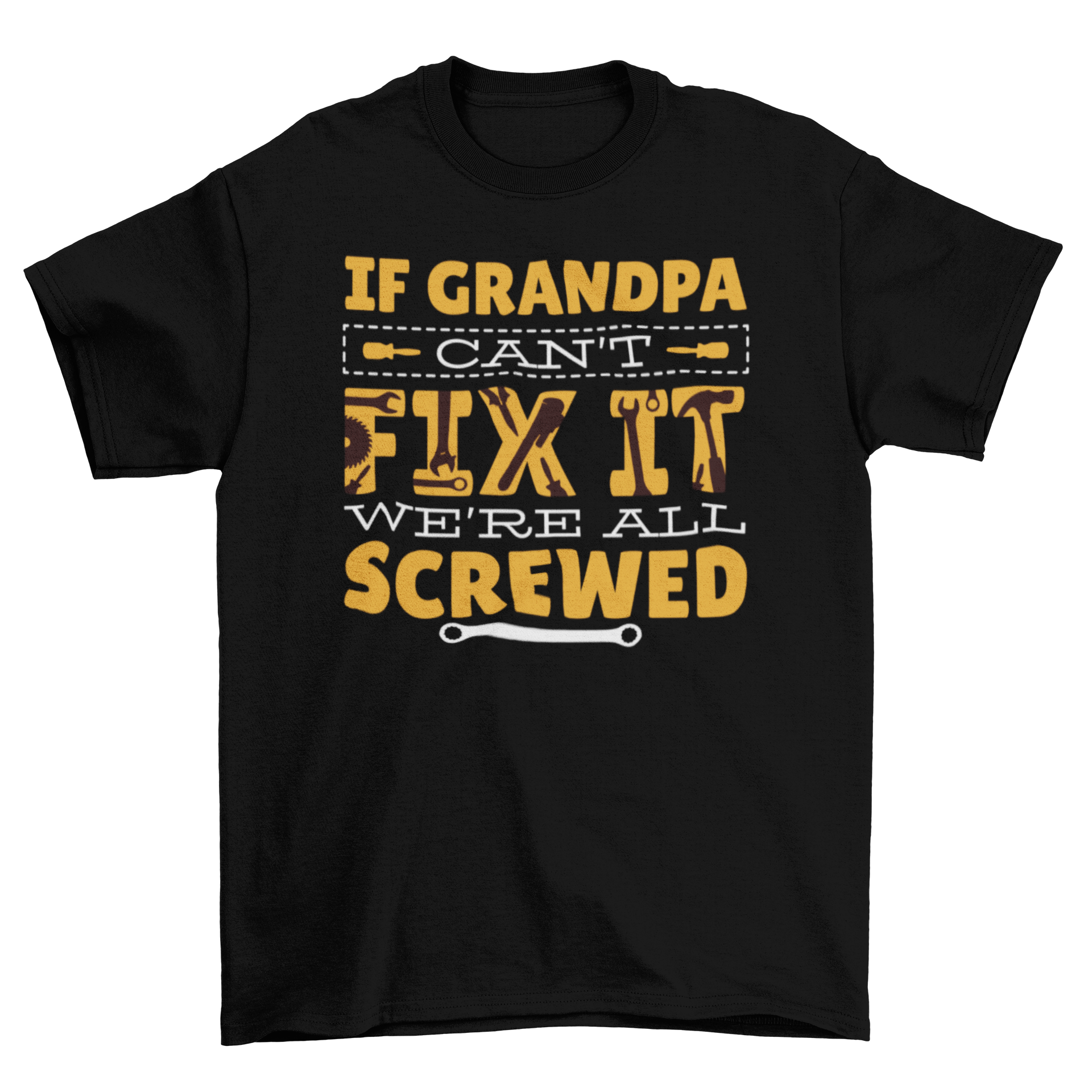 Grandpa Fix It T-shirt featuring humorous lettering in bold print, perfect for grandfathers.