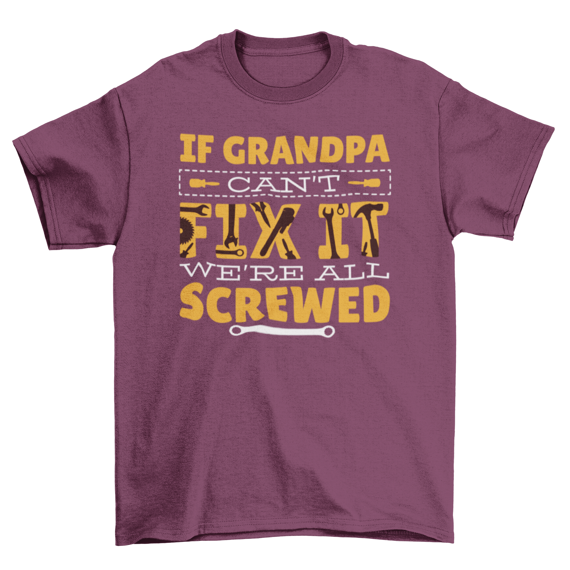 Grandpa Fix It T-shirt featuring humorous lettering in bold print, perfect for grandfathers.