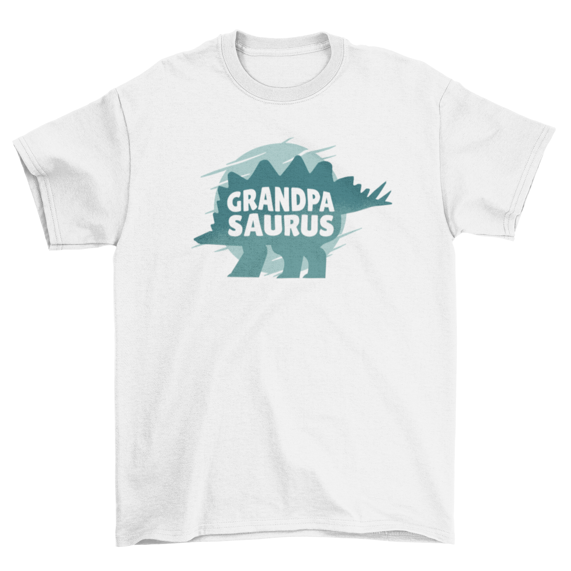 Grandpa saurus t-shirt featuring a dinosaur silhouette and playful caption, perfect for grandfathers.