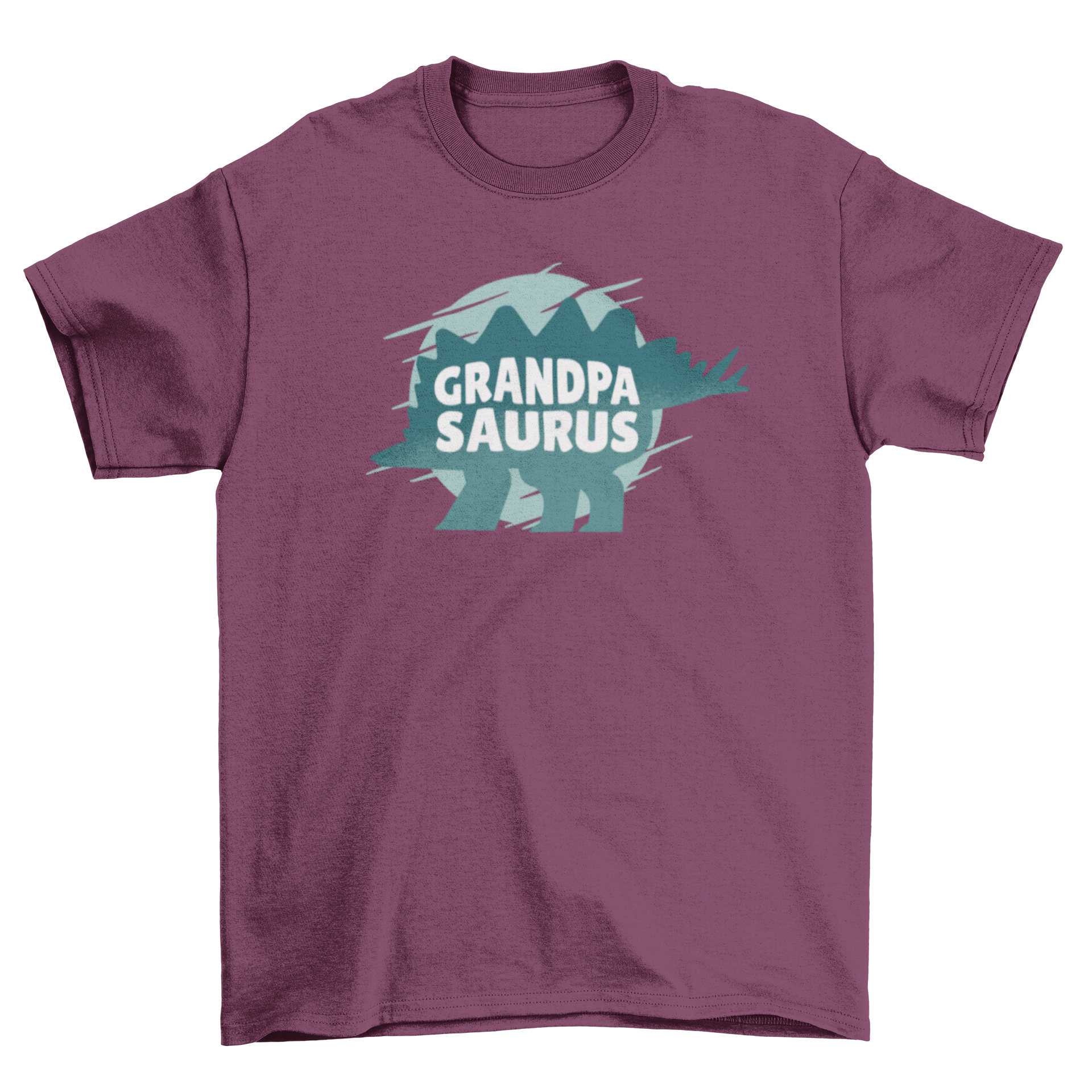 Grandpa saurus t-shirt featuring a dinosaur silhouette and playful caption, perfect for grandfathers.