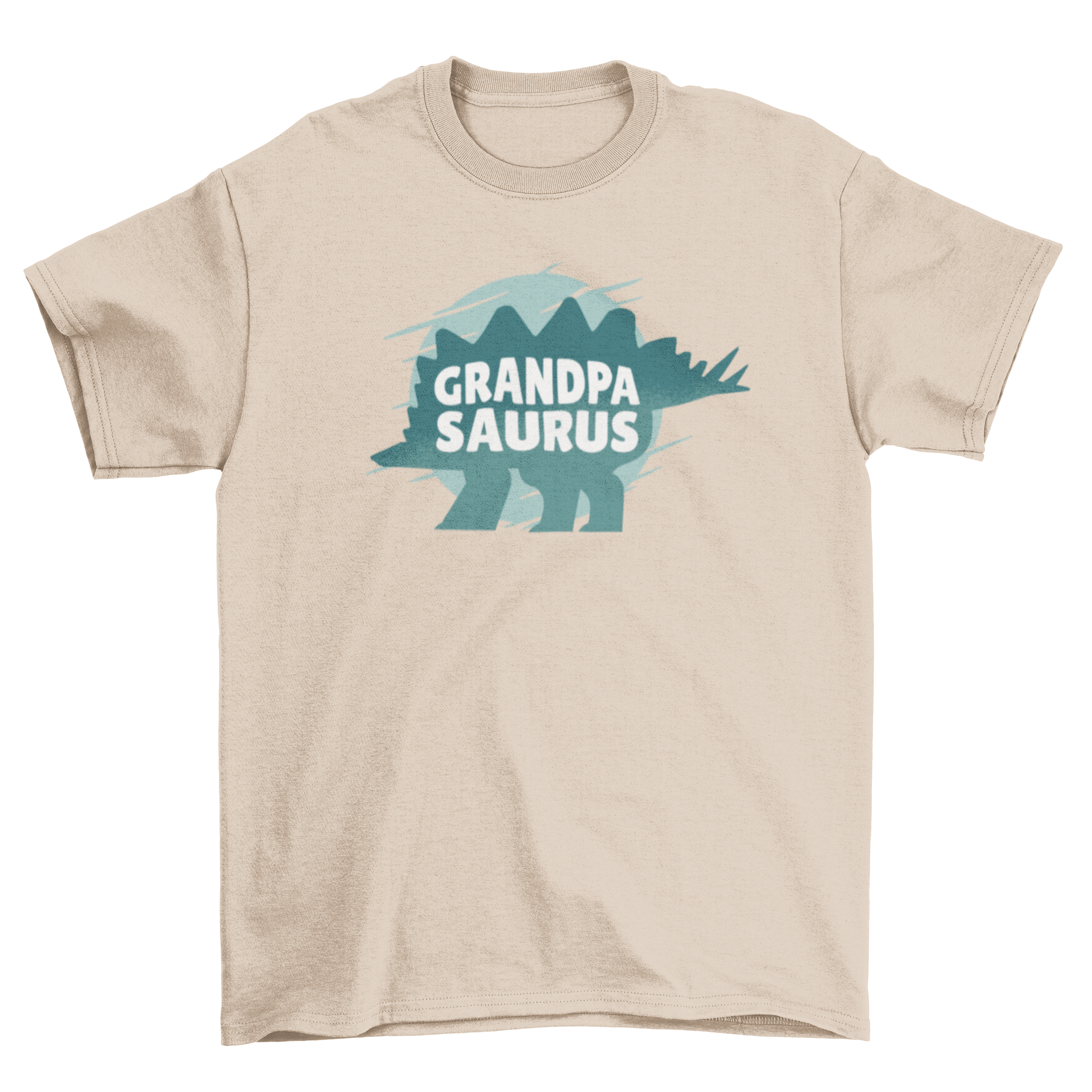 Grandpa saurus t-shirt featuring a dinosaur silhouette and playful caption, perfect for grandfathers.