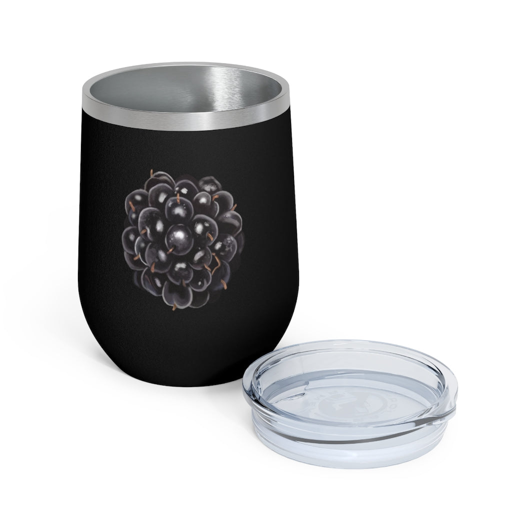 Grape 12oz Insulated Wine Tumbler with clear lid, showcasing its stylish design and stainless steel construction.