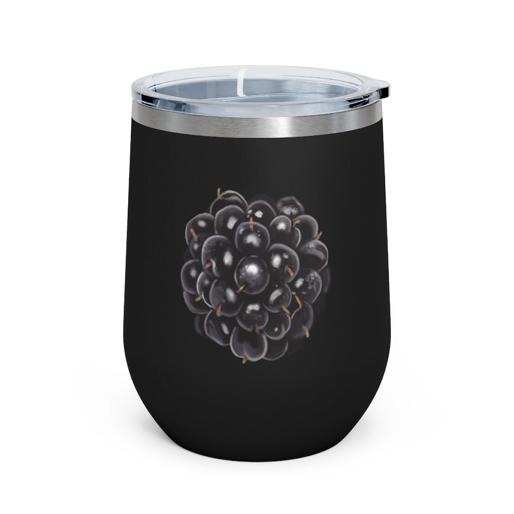 Grape 12oz Insulated Wine Tumbler with clear lid, showcasing its stylish design and stainless steel construction.