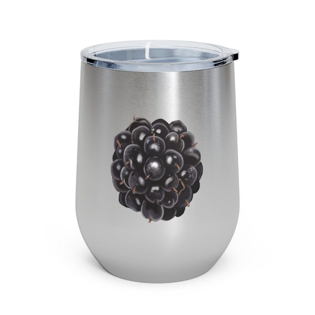 Grape 12oz Insulated Wine Tumbler with clear lid, showcasing its stylish design and stainless steel construction.