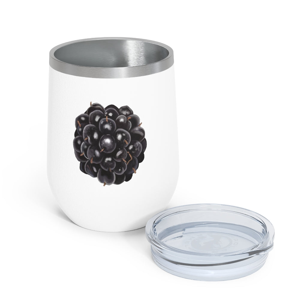 Grape 12oz Insulated Wine Tumbler with clear lid, showcasing its stylish design and stainless steel construction.