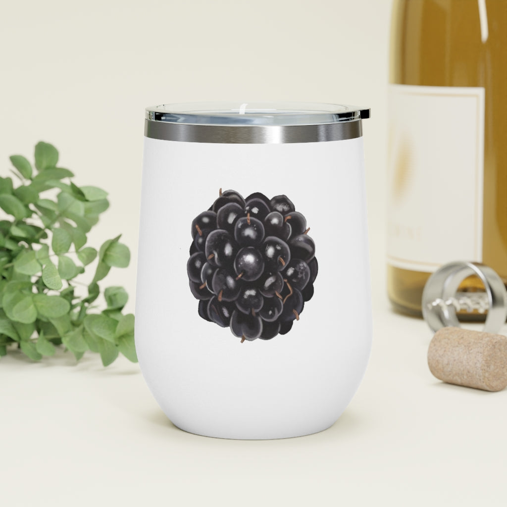 Grape 12oz Insulated Wine Tumbler with clear lid, showcasing its stylish design and stainless steel construction.