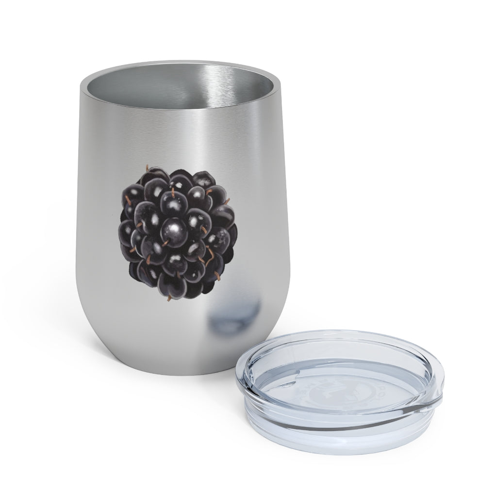 Grape 12oz Insulated Wine Tumbler with clear lid, showcasing its stylish design and stainless steel construction.