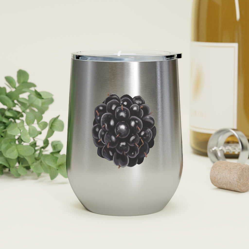 Grape 12oz Insulated Wine Tumbler with clear lid, showcasing its stylish design and stainless steel construction.