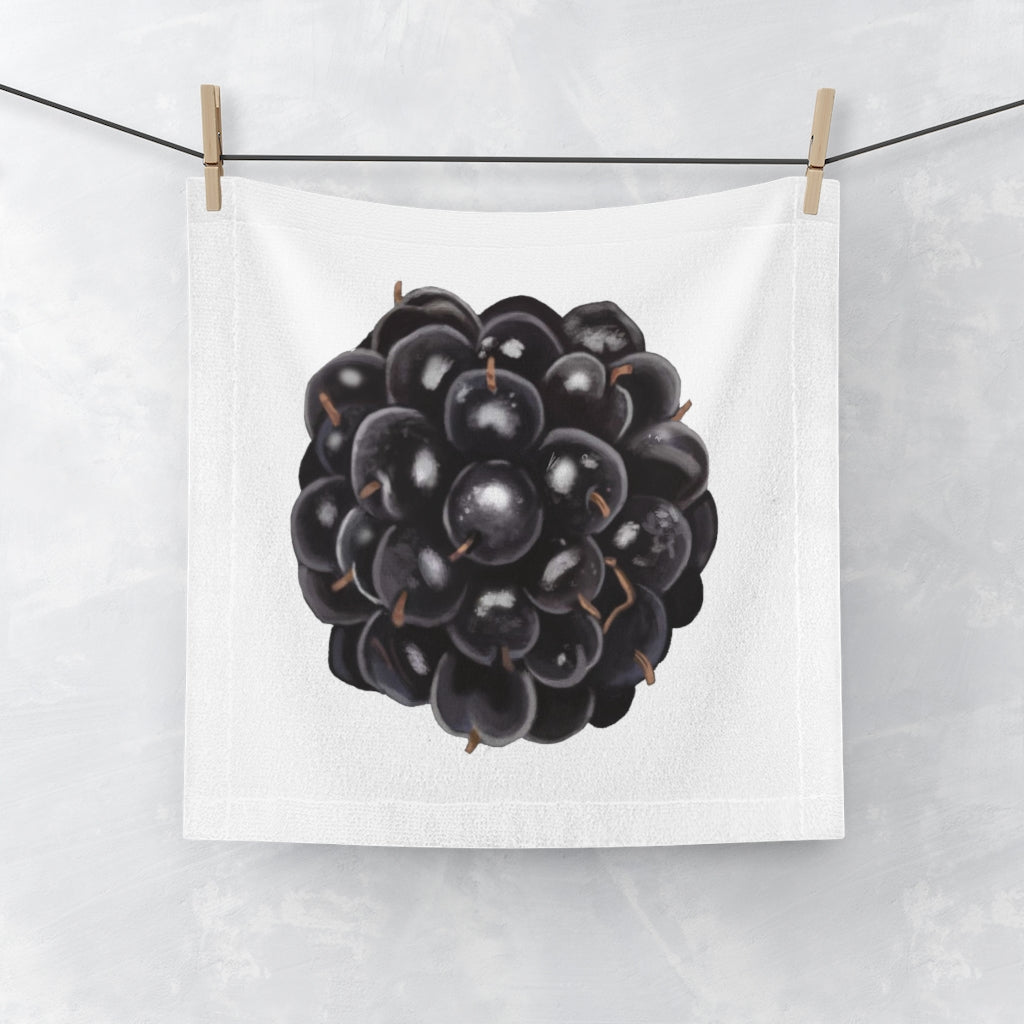 Grape Face Towel featuring a vibrant one-sided print on a soft polyester blend with a cotton back, ideal for customization.