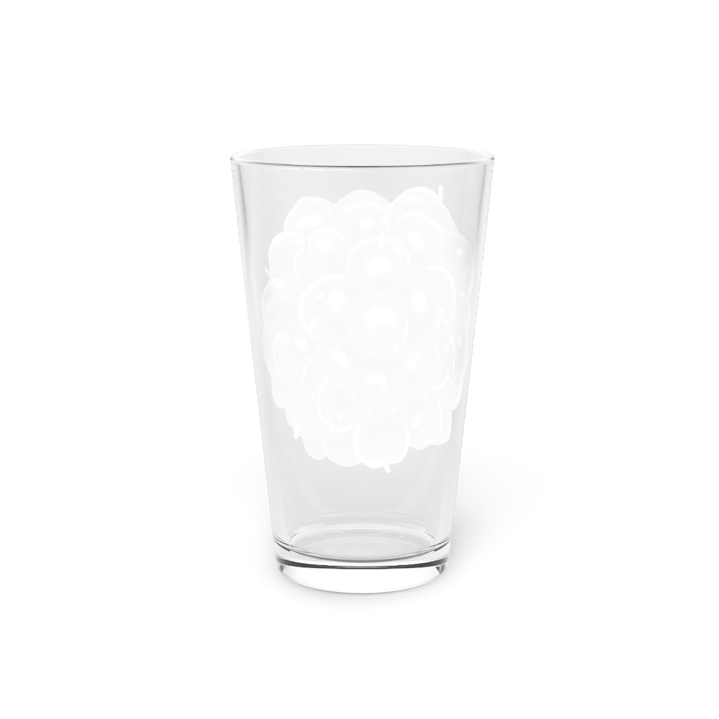 A clear 16oz Grape Pint Glass showcasing its elegant design, perfect for personalized drinks.