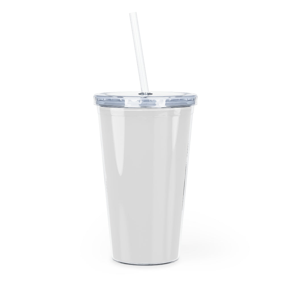 Grape Plastic Tumbler with Straw, featuring a vibrant grape color and a lid, perfect for personalized drinks.