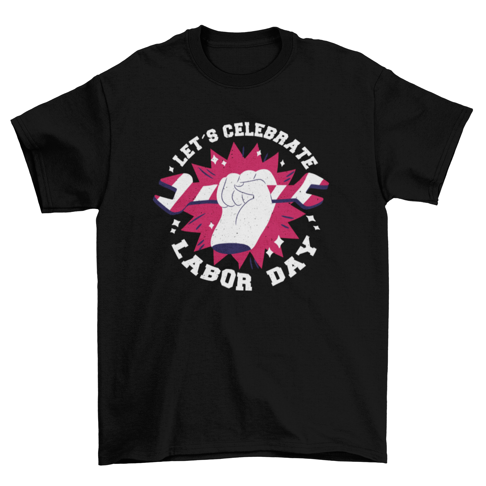 Great Labor Day t-shirt featuring a hand holding a wrench and the quote 'Let's celebrate Labor Day'.