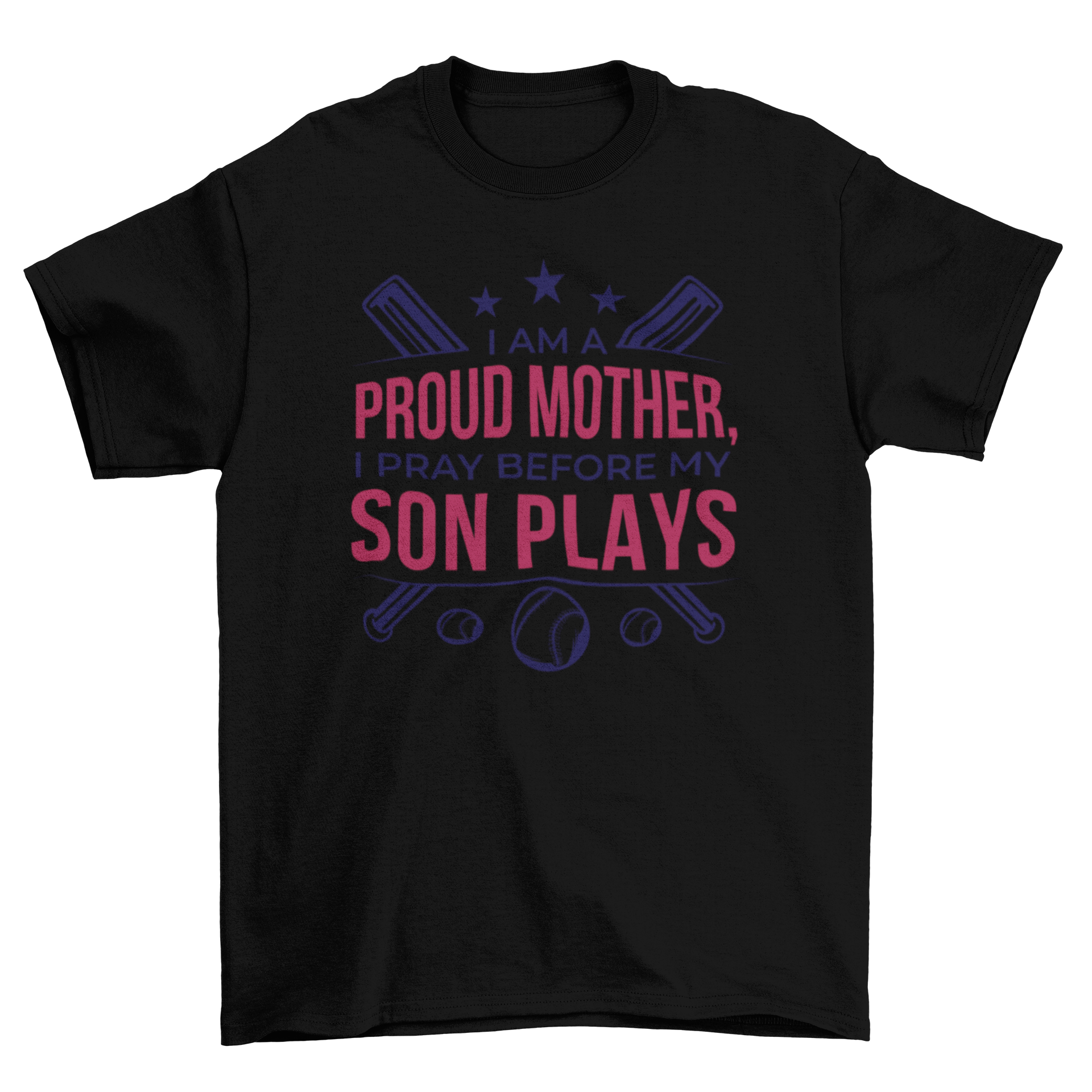 Great Proud Mother T-shirt featuring baseball bats and balls with an inspirational quote for sports-loving moms.