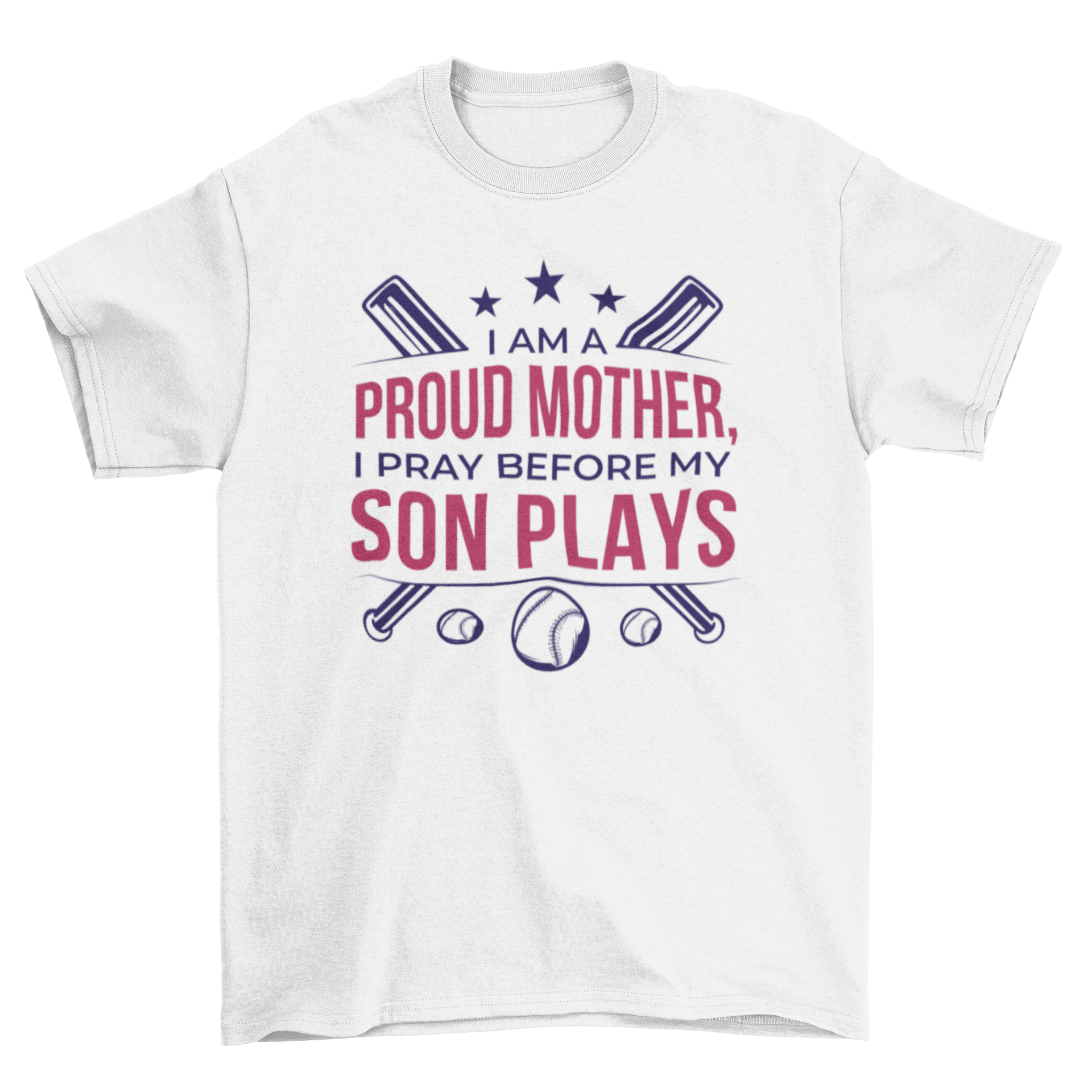 Great Proud Mother T-shirt featuring baseball bats and balls with an inspirational quote for sports-loving moms.