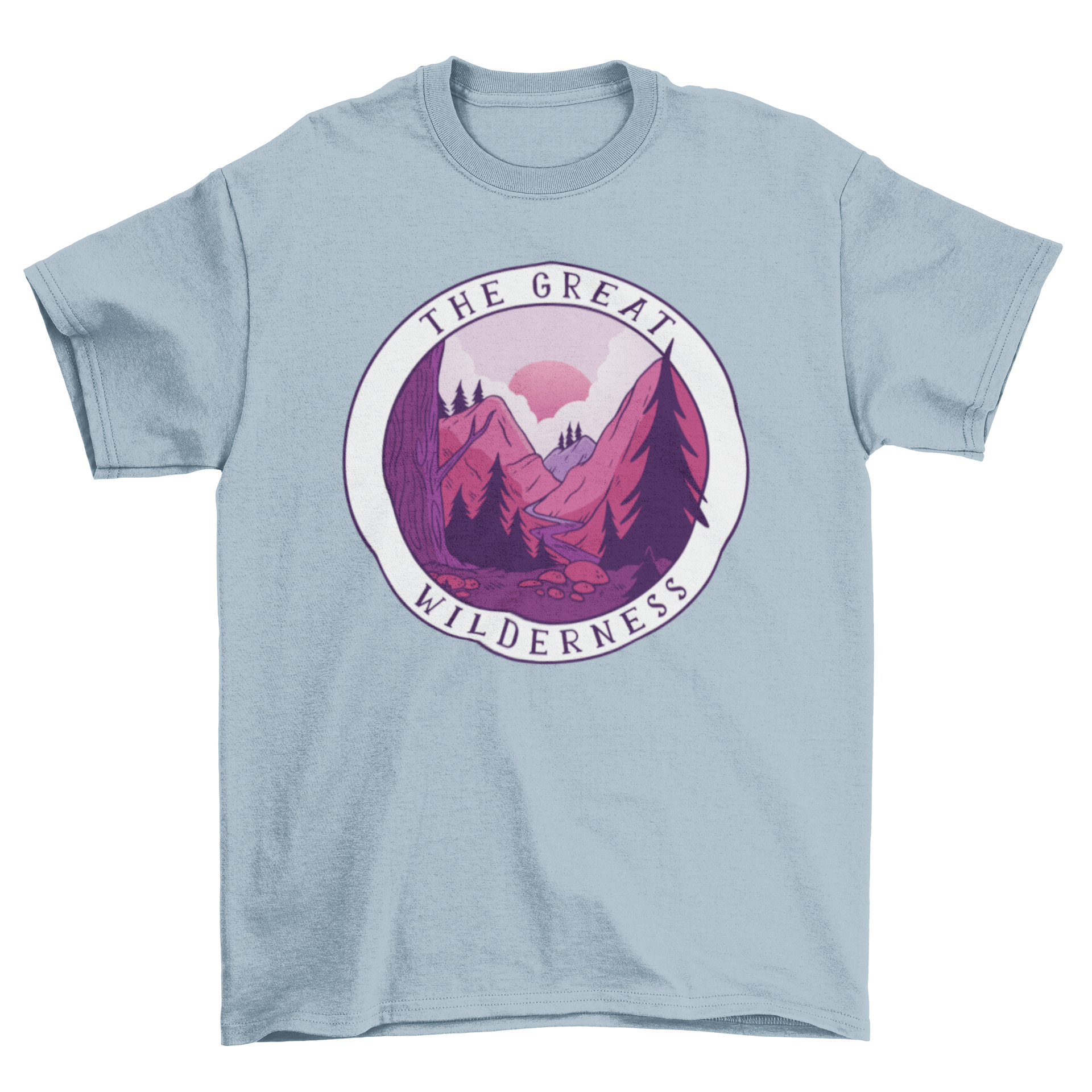 Great Wilderness Quote T-shirt featuring a mountain landscape and inspirational quote.