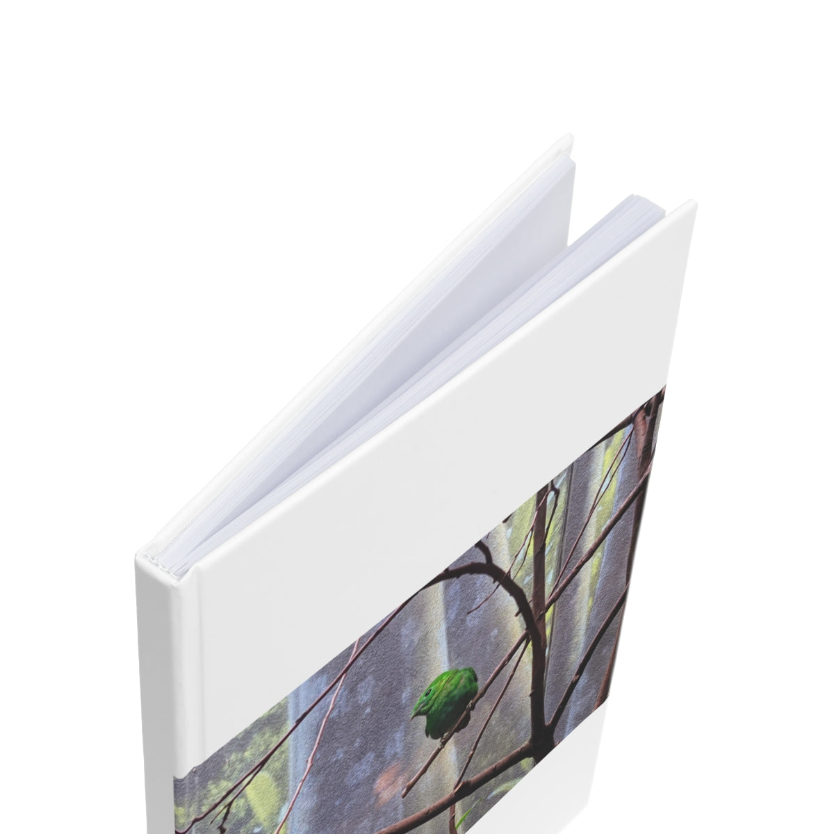 Green Bird Hardcover Journal with vibrant wraparound design and A5 size, featuring durable casewrap binding.