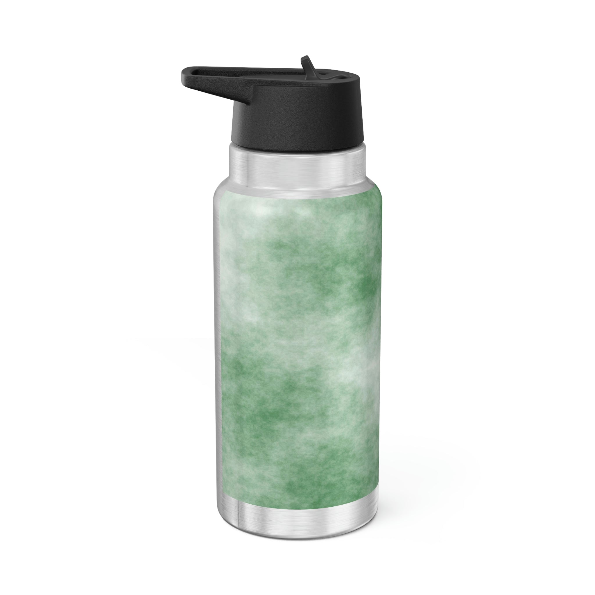 Green Cloud Gator Tumbler, 32oz, stainless steel with a black screw-on cap and included straw, showcasing a vibrant green design.