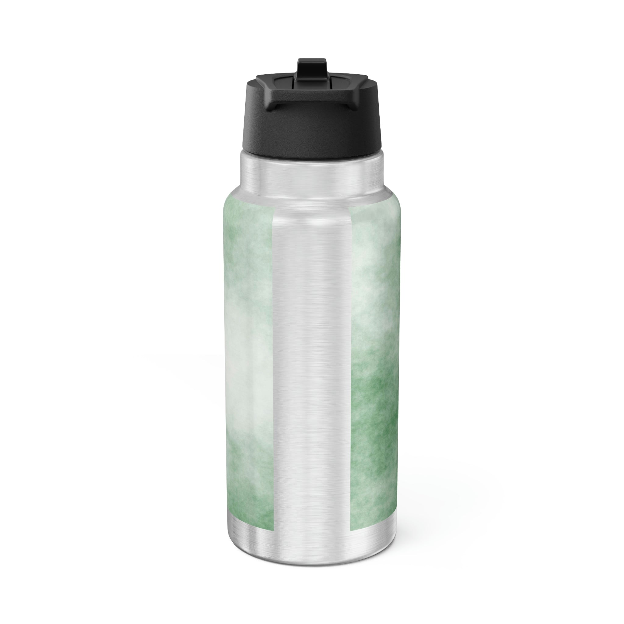 Green Cloud Gator Tumbler, 32oz, stainless steel with a black screw-on cap and included straw, showcasing a vibrant green design.