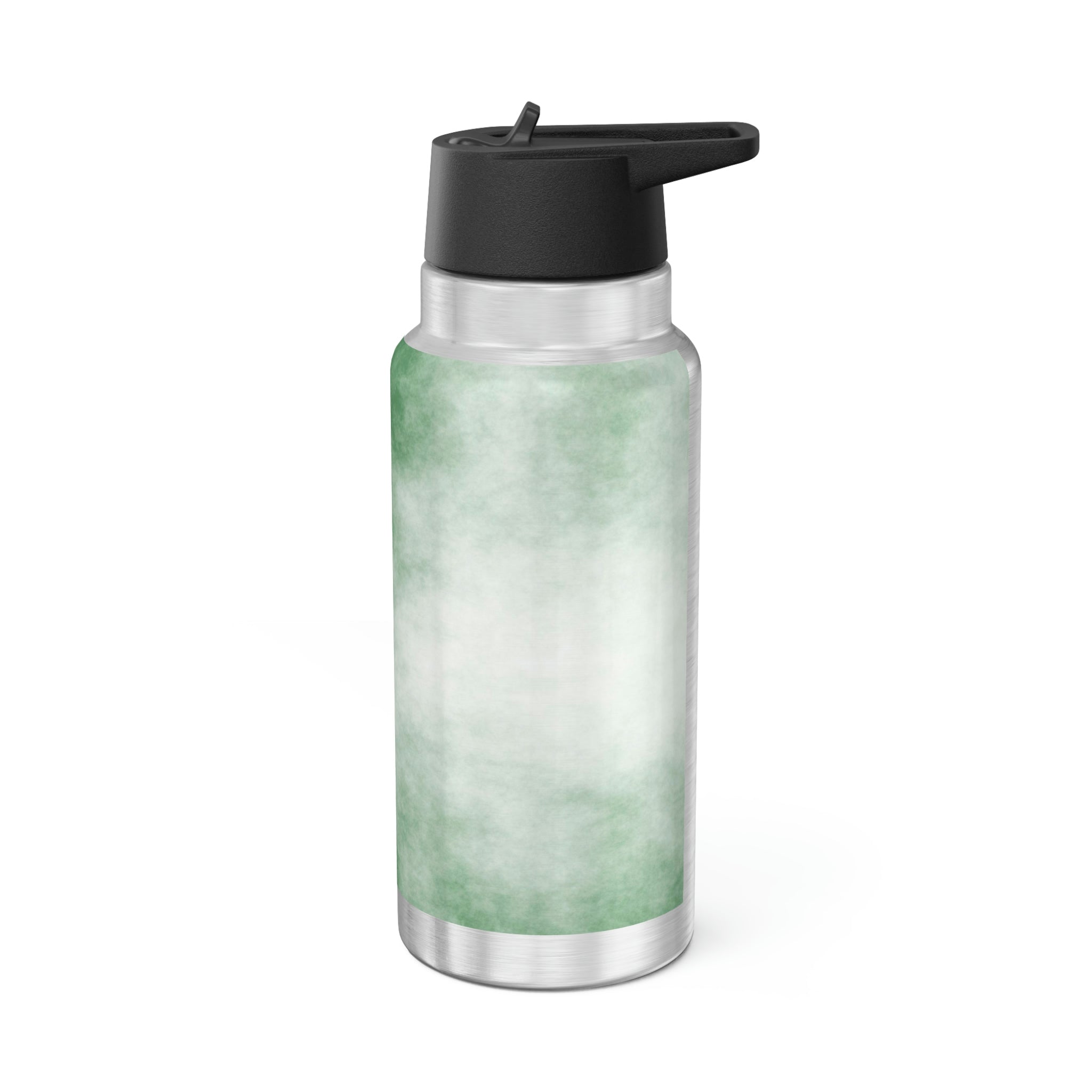 Green Cloud Gator Tumbler, 32oz, stainless steel with a black screw-on cap and included straw, showcasing a vibrant green design.