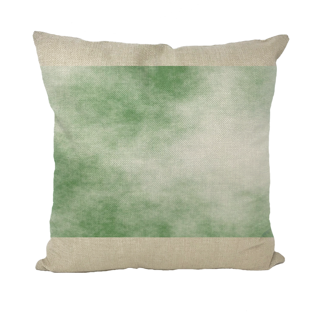 Green Cloud Throw Pillows in various styles, showcasing linen, canvas, and suede materials, perfect for home decor.