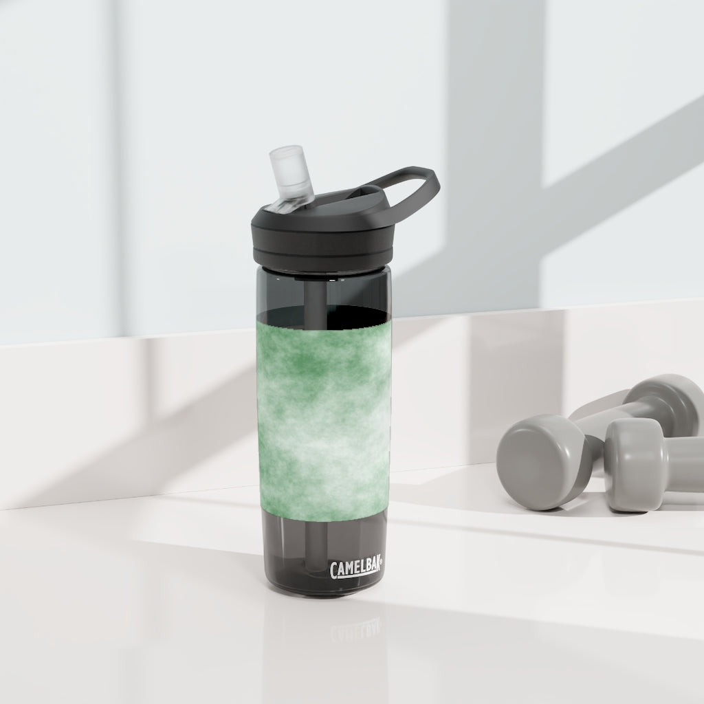 Green Clouds CamelBak Eddy® Water Bottle in 20oz and 25oz sizes, showcasing its stylish design and robust features.