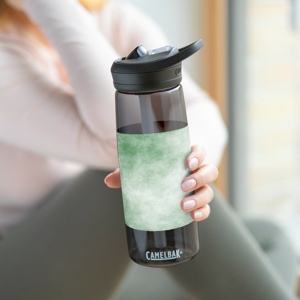 Green Clouds CamelBak Eddy® Water Bottle in 20oz and 25oz sizes, showcasing its stylish design and robust features.