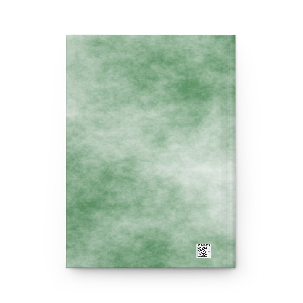 Green Clouds Hardcover Journal with a matte finish, featuring customizable covers and lined pages, perfect for personal journaling.