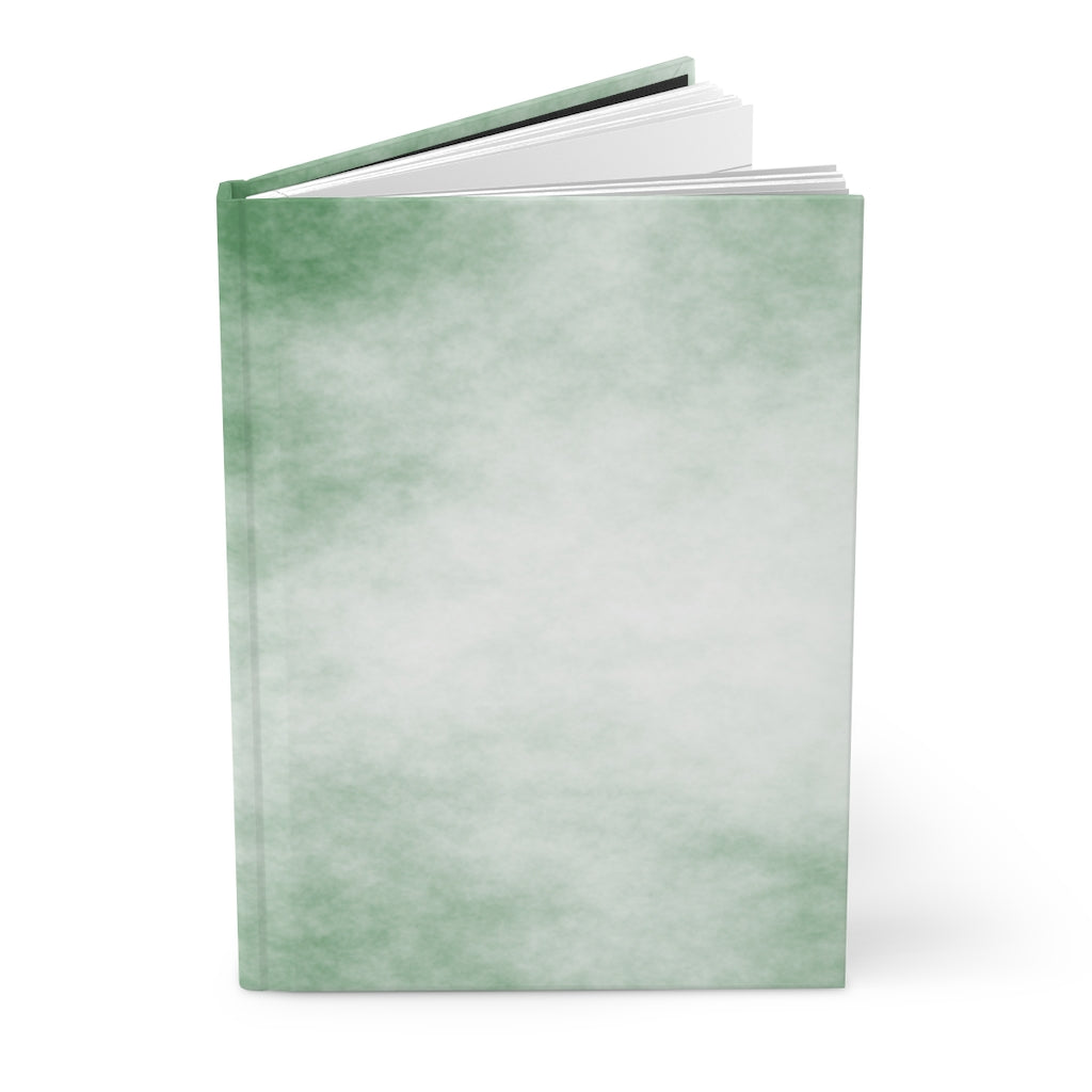 Green Clouds Hardcover Journal with a matte finish, featuring customizable covers and lined pages, perfect for personal journaling.