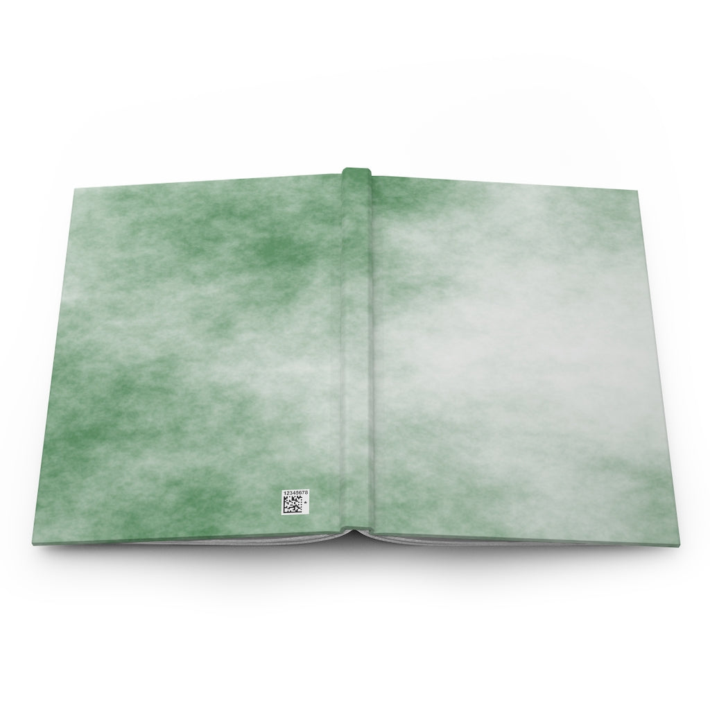 Green Clouds Hardcover Journal with a matte finish, featuring customizable covers and lined pages, perfect for personal journaling.