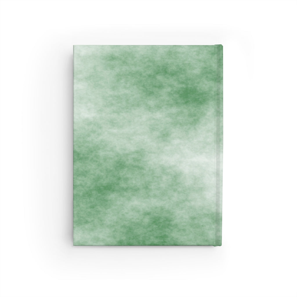 Green Clouds Journal with blank pages and vibrant wraparound print, showcasing its hardcover design.